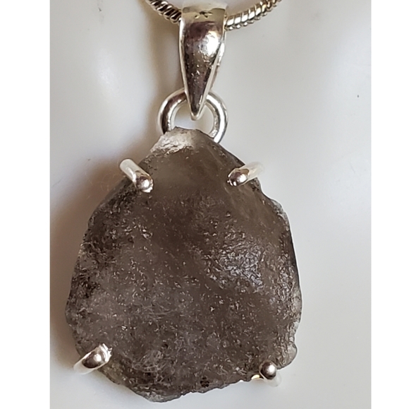 Genuine Saffordite Tektite Pendant Necklace